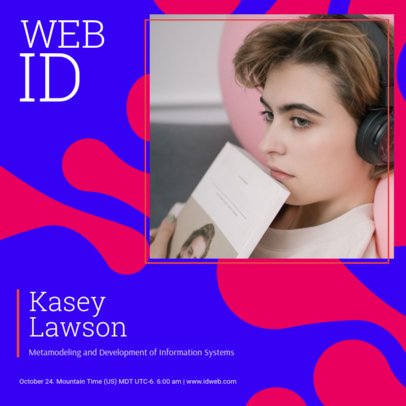 Colorful Instagram Post Design Maker for a Speaker's Bio 3067f