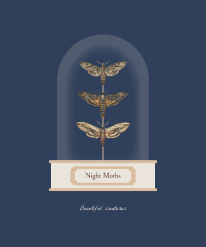 Illustrated T-Shirt Design Maker Featuring a Glass Dome with Moths 3092e-el1
