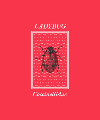 T-Shirt Design Template Featuring a Ladybug Graphic 