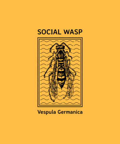 T-Shirt Design Template Featuring a Vintage Illustration of a Wasp