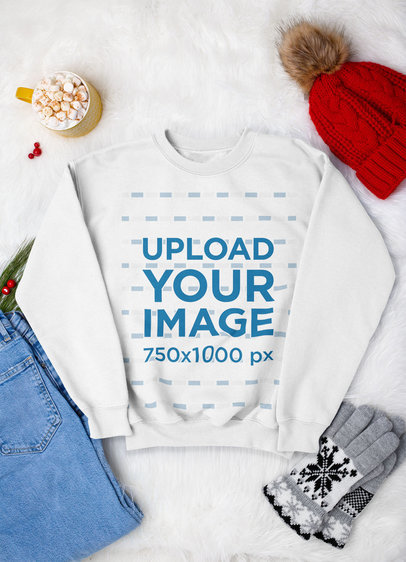 Sweatshirt Mockup Featuring a Winter Outfit