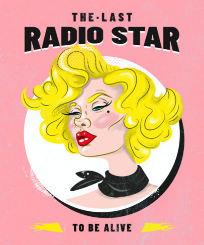 Illustrated T-Shirt Design Creator Featuring a Radio Female Star