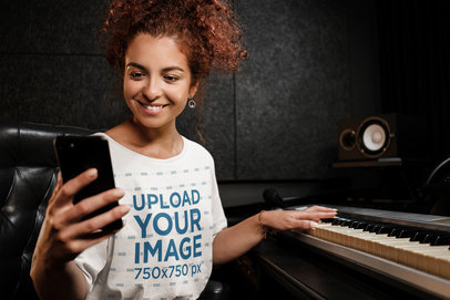 T-Shirt Mockup Featuring a Keyboard Player 39737-r-el2