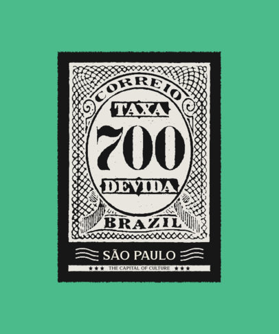 Vintage T-Shirt Design Creator with a Brazilian Postage Stamp Illustration