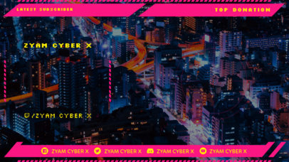 Twitch Overlay Maker for a Gaming Channel with a Cyberpunk 2077-Inspired Scenario 