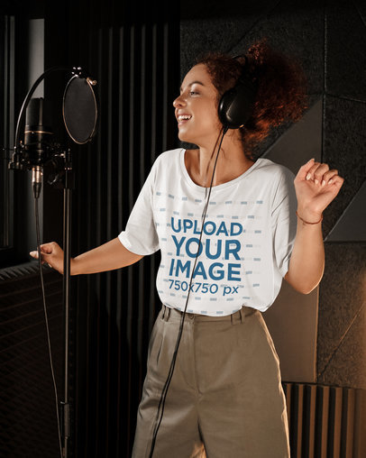Mockup Featuring a Female Singer Dancing in a Studio 39745-r-el2
