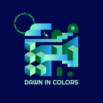 Futuristic Logo Template Featuring an Abstract Geometric Landscape 