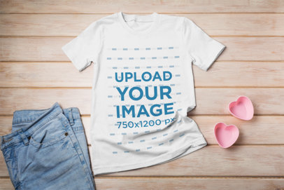 Mockup of a T-Shirt Laid on a Girly Rustic Scenery 41367-r-el2