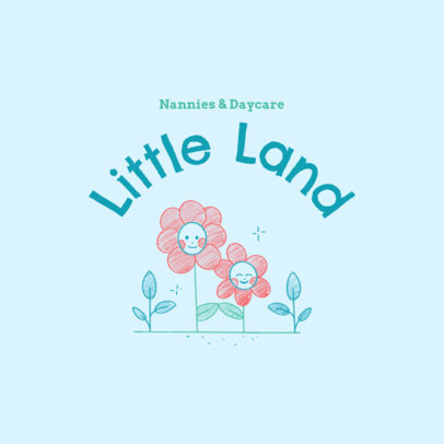 Daycare Logo Creator Featuring Hand-Drawn Flowers