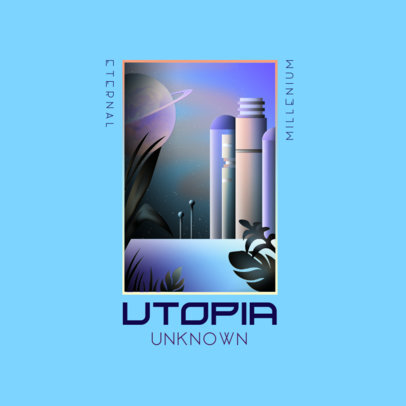 Logo Creator with an Illustration of a Futuristic Landscape