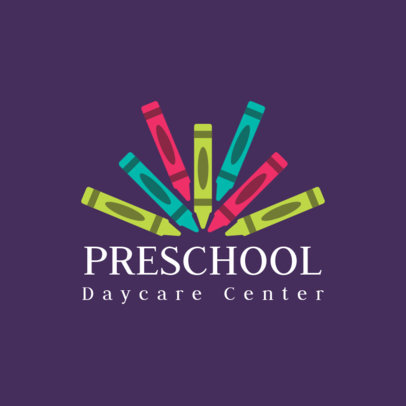 Logo Template for a Daycare Center Featuring Colorful Crayon Graphics 