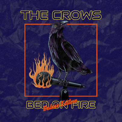 Album Cover Template for a Heavy Metal Band with a Crow Illustration