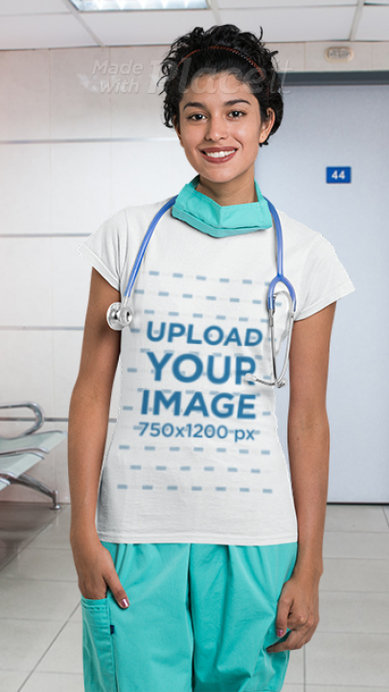 Parallax Video of a Nurse Wearing a T-Shirt in a Hospital