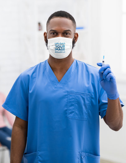 Face Mask Mockup Featuring a Bearded Nurse 44054-r-el2