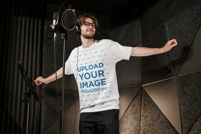 T-Shirt Mockup Featuring a Music Artist at a Studio 39768-r-el2
