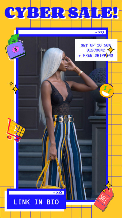 Trendy Instagram Story Maker for a Cyber Monday Fashion Sale 