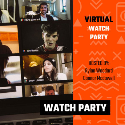 Instagram Post Design Template Featuring an Announcement for a Virtual Watch Party