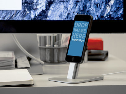 Black Portrait iPhone 5 On A Stand