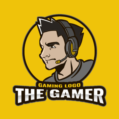 Online Gaming Logo Creator Featuring an Illustration of a Gamer with a Headset