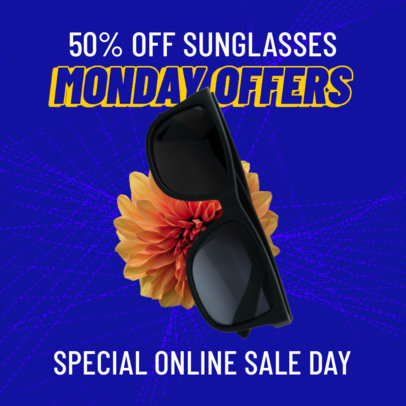 Instagram Post Template for a Cyber Monday Discount on Sunglasses