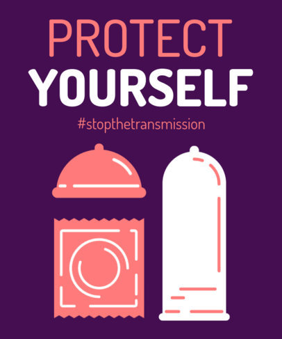 Illustrated T-Shirt Design Template for AIDS Awareness Month 