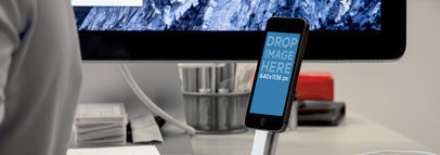 Black Portrait iPhone 5 On A Stand Wide