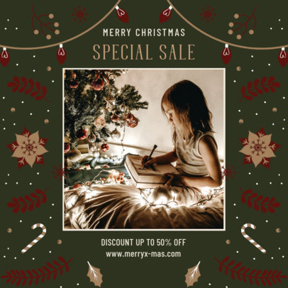 Instagram Post Template for Discounts Featuring a Christmas Theme