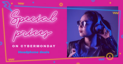 Facebook Post Template for Cyber Monday Headphone Deals 3102i