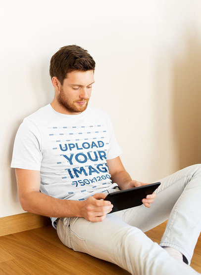 T-Shirt Mockup of a Man Sitting on the Floor 44455-r-el2