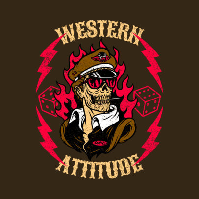  Rockabilly-Styled Logo Template Featuring an Undead Captain Cartoon 3799a