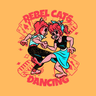 Rockabilly Logo Generator Featuring Two Dancing Cats 