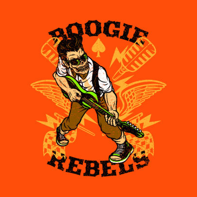 Logo Maker of a Rockabilly-Inspired Character Playing the Guitar 3799d