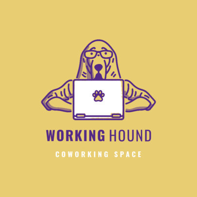Online Logo Maker for a Coworking Space Featuring a Hound Working on a Computer 