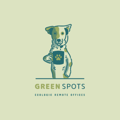 Logo Template for Coworking Companies Featuring a Dog Drinking Coffee 