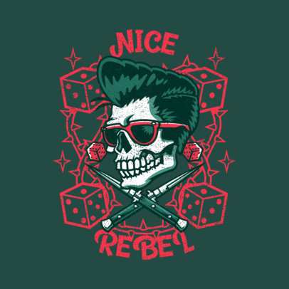 Logo Creator Featuring a Skull with a Rockabilly Hairstyle 