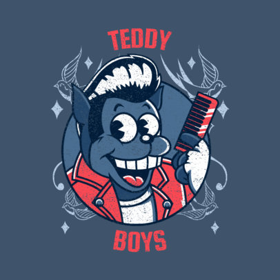 Logo Creator Featuring a Cartoonish Character with a Rockabilly Hairstyle  3799g