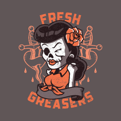 Illustrated Logo Maker with a Female Skeleton Character Inspired by Rockabilly