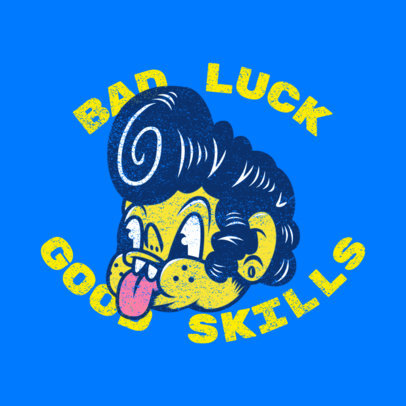 Rockabilly-Styled Logo Template Featuring a Cartoon Character 3799h