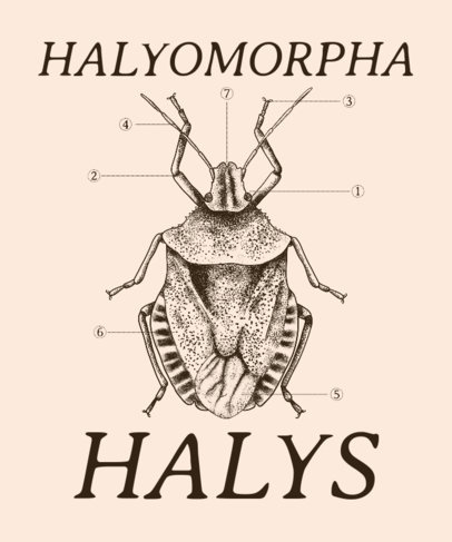 Biology-Themed T-Shirt Design Template with Pictures of Insects 3122