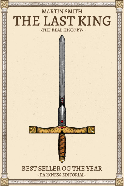 Book Cover Template for a Medieval Novel Featuring Sword Graphics