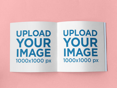 Horizontal Booklet Opened Resting on a Yellow Surface Template a14579