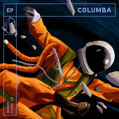 Album Cover Design Template with Illustrations of Astronauts 3805