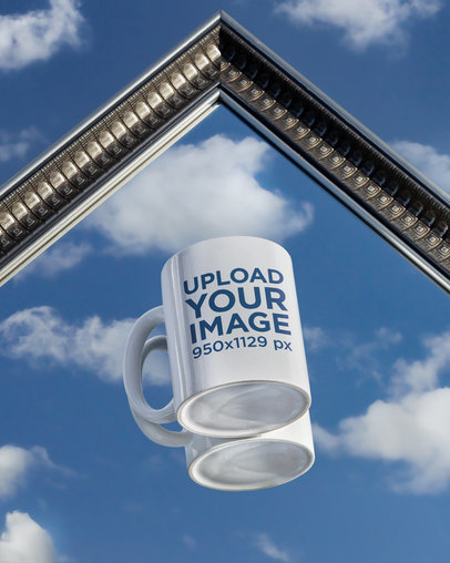 Mockup of an 11 oz Mug Over a Vintage Mirror m588