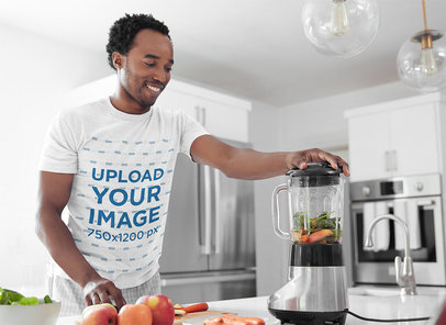 Heather T-Shirt Mockup of a Man Making a Juice 40447-r-el2