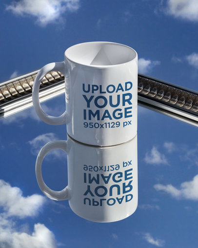 11 oz Coffee Mug Mockup Featuring a Surface Reflecting a Clear Sky m589