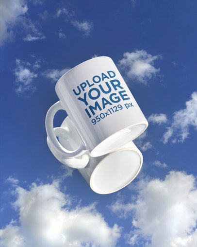 Mockup Featuring an 11 oz Coffee Mug Placed on a Reflective Surface m599