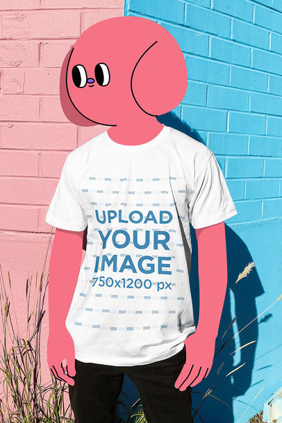 Mockup Featuring a Cartoon Character Wearing a Customizable T-Shirt 