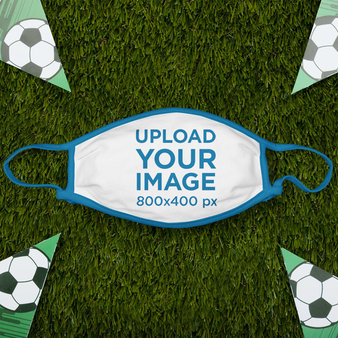 Placeit - Soccer-Themed Mockup Featuring a Face Mask Placed on a Green ...