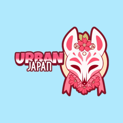 Streetwear Brand Logo Maker Featuring a Japanese Mask With Flowers 