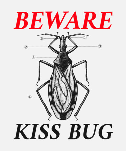 Entomology-Themed T-Shirt Design Template with a Bug Graphic 3122c